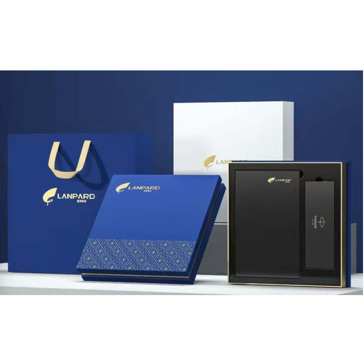 派克IM纯黑丽雅金夹宝珠笔+蓝博臻派笔记本套装